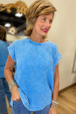 Going w Gauze Acid Washed Top Blue