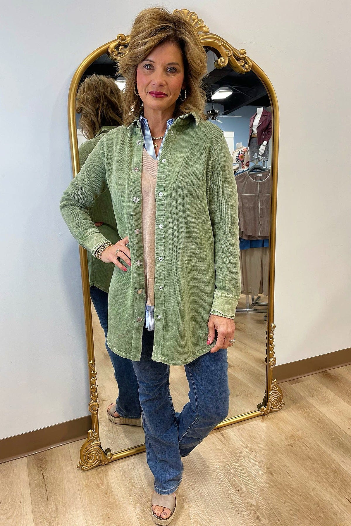 PBJ Campfire Fall Cardigan Green