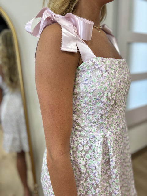 GiGi Sheer Embroidered Dress Lavender