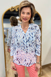 Charlie B Printed Cotton Gauze Blouse Blue