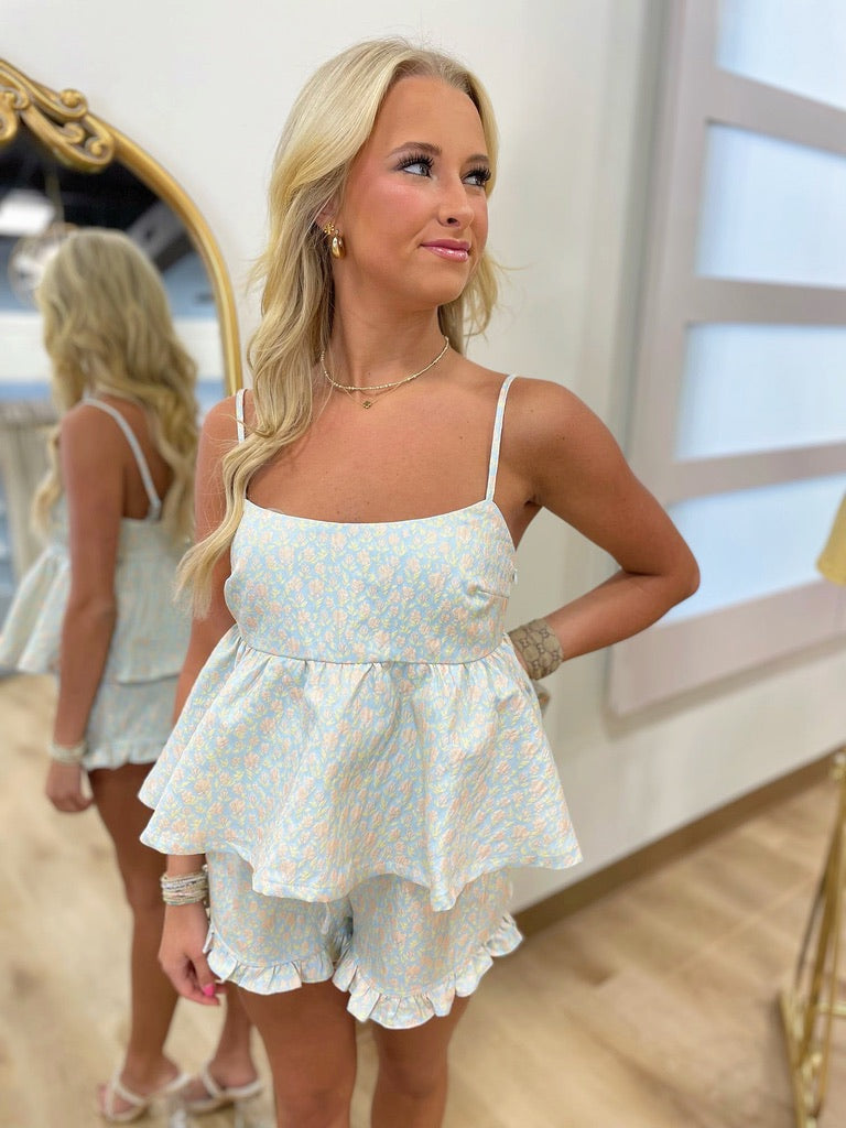 Jacquard Short Set Blue