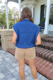 Sippin' Cider Mock Neck Sweater Vest Dusty Blue