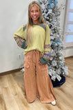 Fall Reminder Mix Textured Top Sage