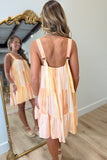 Coral Strovia Tiered Dress