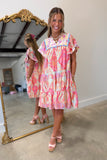 Umgee Boho Paisley Print Dress Pink
