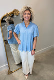 Umgee Textured Blouse Misty Blue