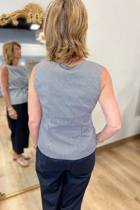Renuar Woven Side Tie Sleeveless Top Plaid