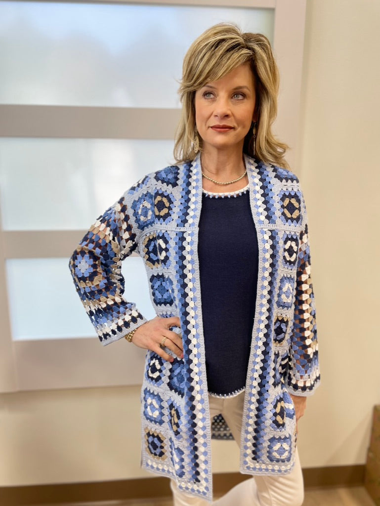 Charlie B Knit Cami w Contrast Stitch Navy