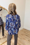 Umgee Printed Blouse Navy