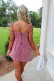 First Down Denim Romper Dress Maroon