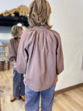 Umgee Scalloped 3/4 Sleeve Brown