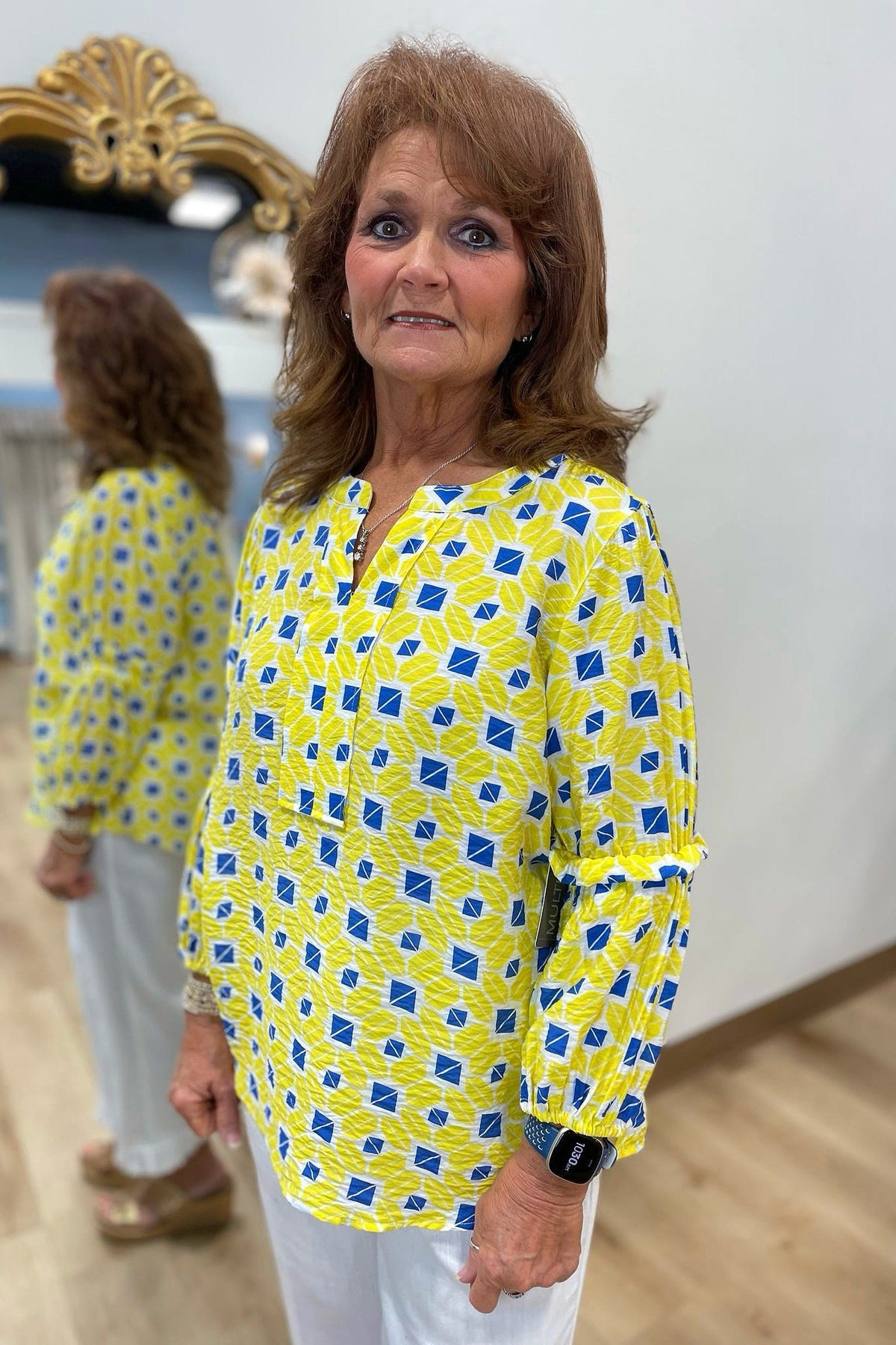Multiples Bell Sleeve top Yellow