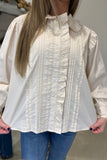 Karlie Pleat Ruffle Trim Blouse Ivory