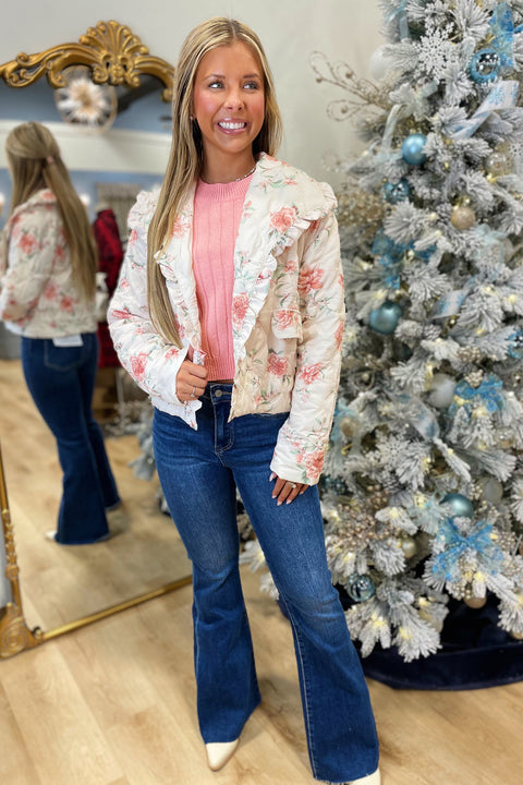 Romantic Radiance Ruffled Jacket Pink
