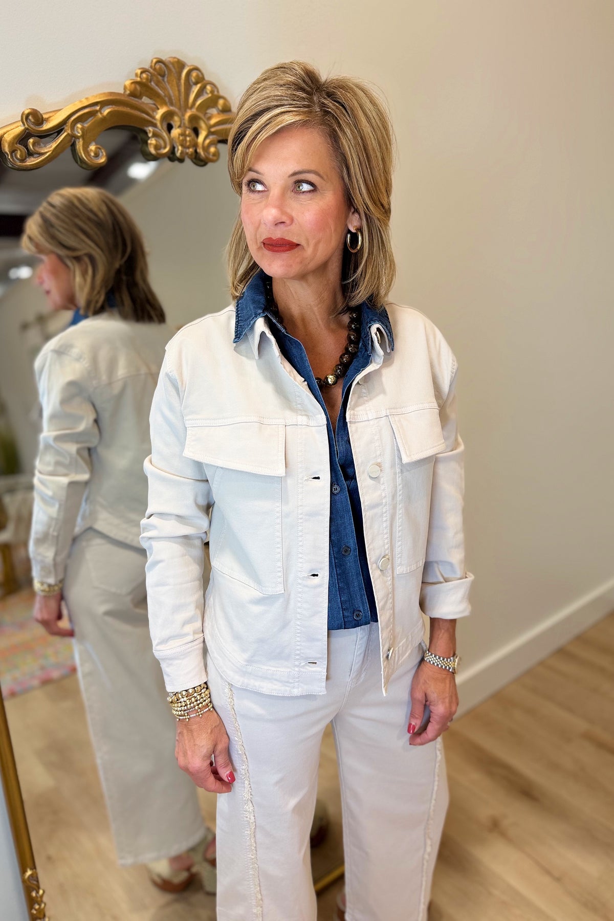 Renuar Snap Front Jacket Oyster