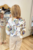 Umgee Paisley Print Blouse Cream
