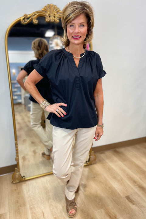 Renuar Gathered Back Blouse Black