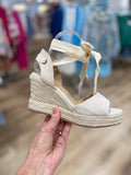 Ditch Espadrille Open Toe Wedge Beige Linen