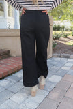 Wide Leg Front Pocket Black Jean