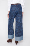 Renuar Cuffed Wide Leg Pant Indigo Leopard