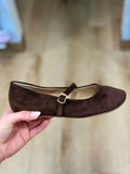 Faye 4 Mary Janes Flat Brown Suede