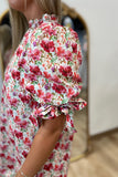 Berry Bloom Bubble Sleeve Dress Raspberry