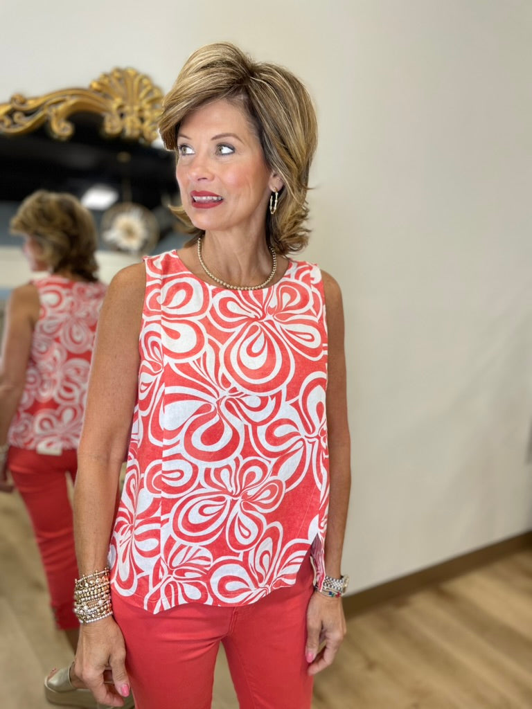 Charlie Printed Tank Coral