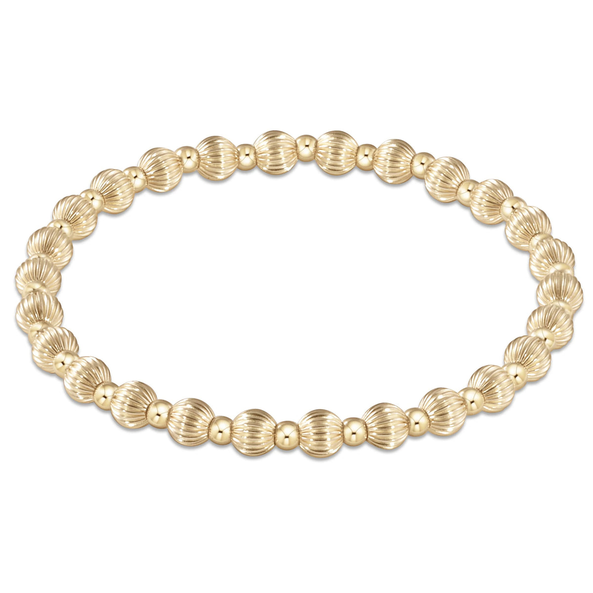 E Newton Dignity Grateful Pattern 5mm Bead Bracelet Gold