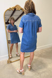 Charlie B Short Sleeve Denim Dress Medium Blue