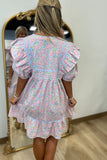 Happy Thoughts Floral Dress Sky-Pink