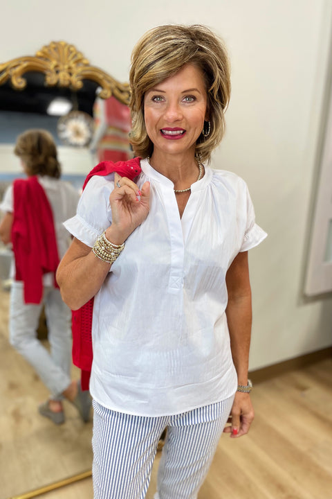 Renuar Gathered Back Blouse White