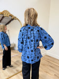 Umgee Floral Textured Top Slate Blue