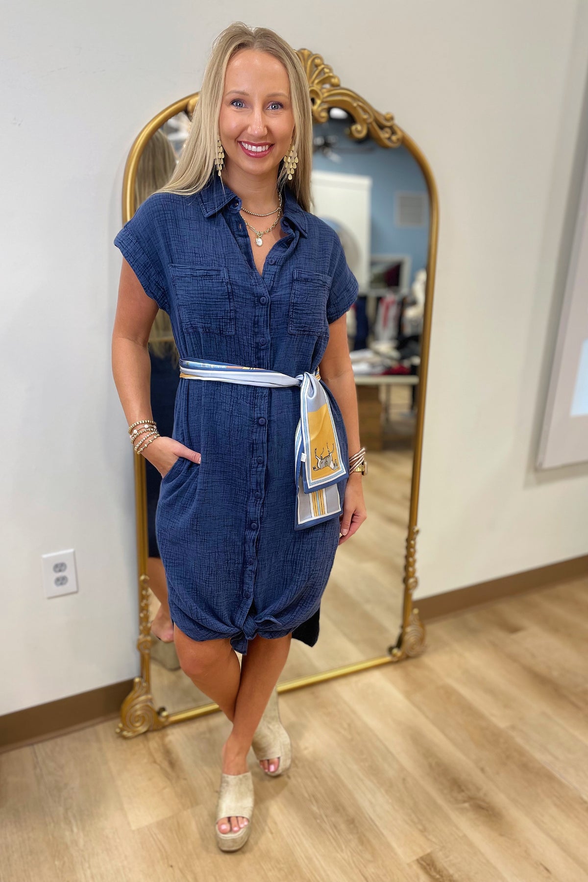 Midnight Sky Shirt Dress Blue