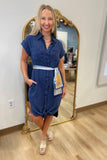 Midnight Sky Shirt Dress Blue