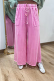 Tyler Washed Terry Wide Leg Pants Pink