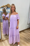Umgee Flowing Tiered Dress Lavender