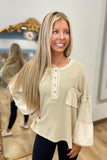 Keep It Cozy Thermal Knit Top Khaki