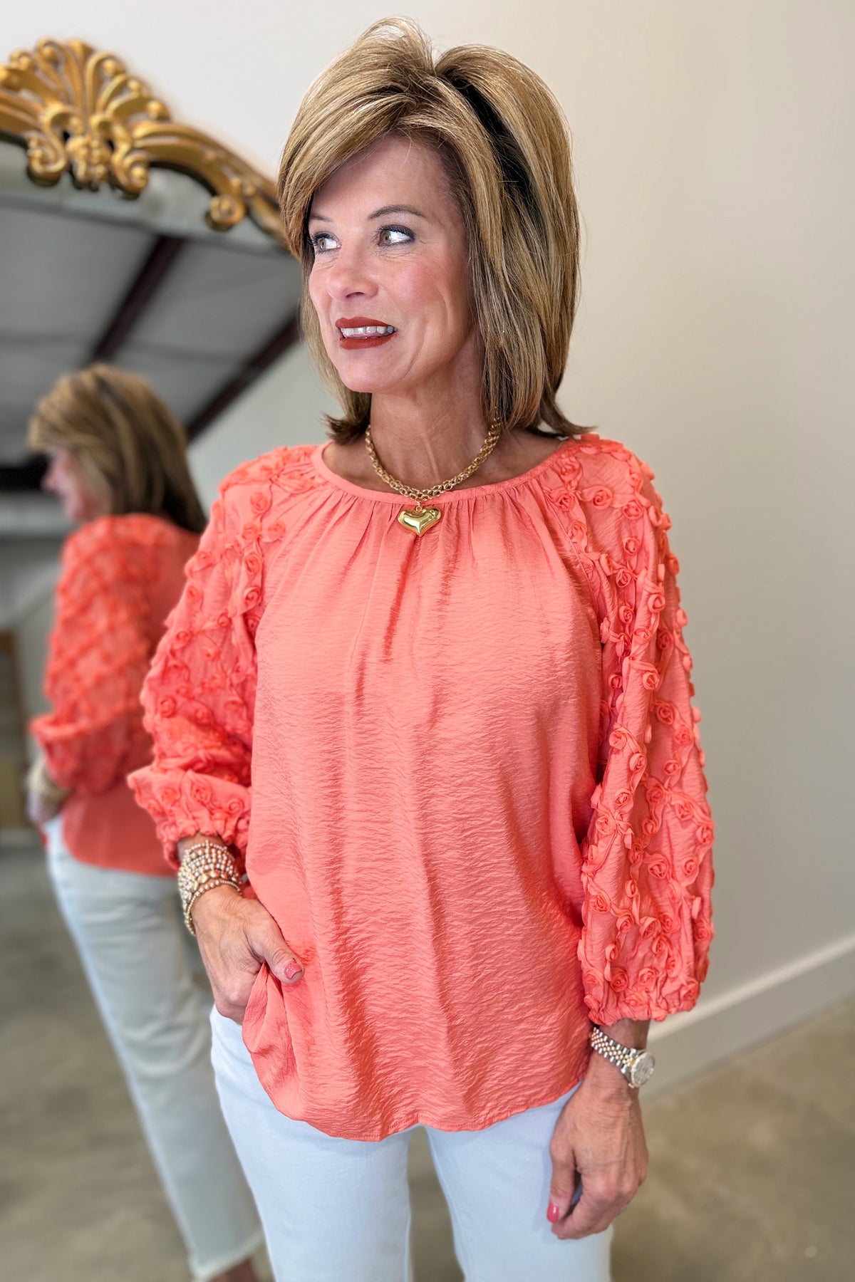 Multiples Peasant Top Cantaloupe