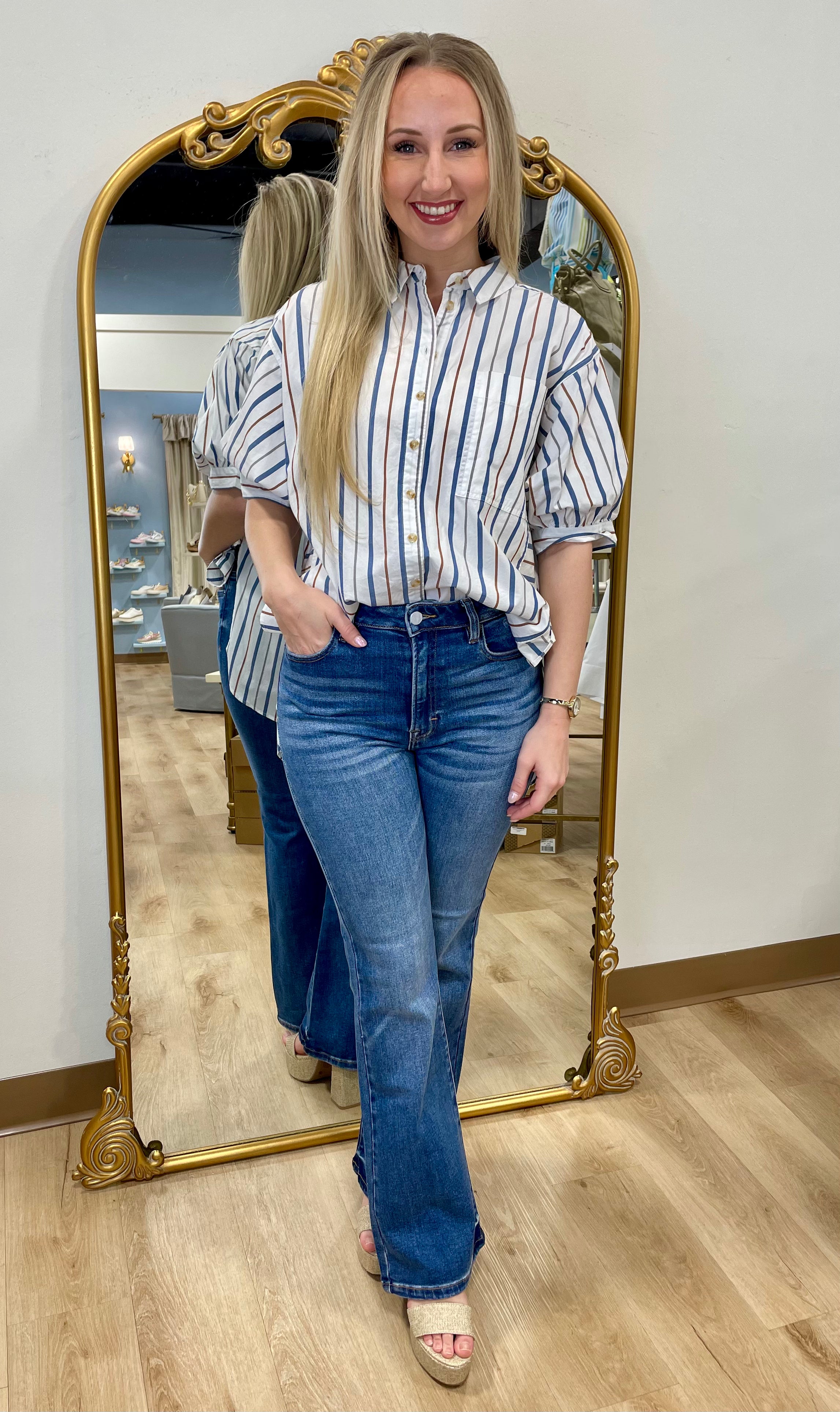 Coastal Vibe Striped Shirt Blue