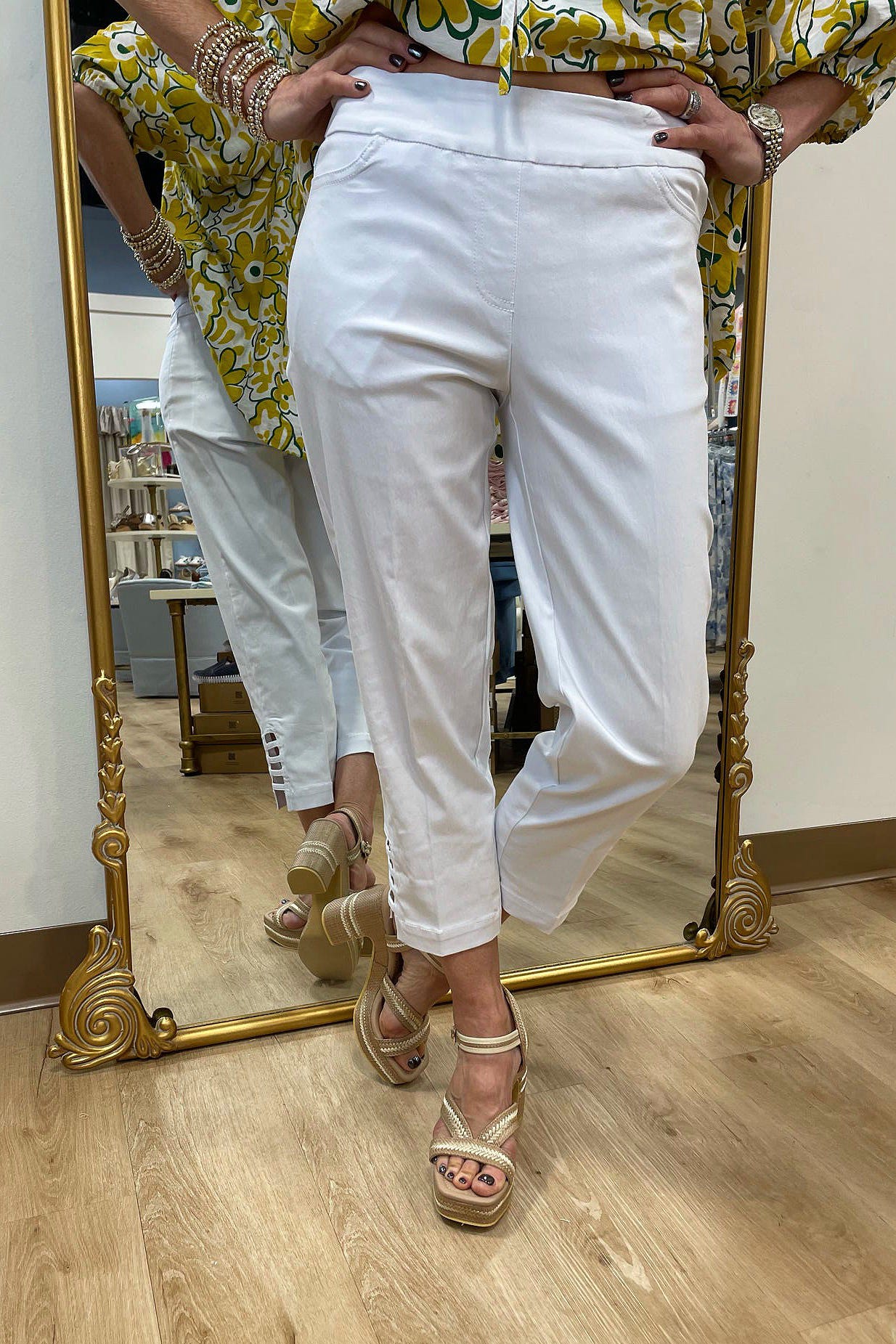 Multiples Pull On Crop Pant White