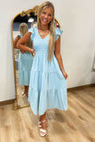 So Sweet Smocked Flutter Sleeve Dress Mint