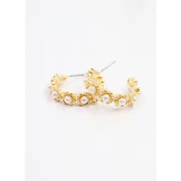 Selva Pearl Hoop Earring Gold