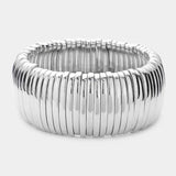 Wide Ribbed Metal Bar Bracelet Various