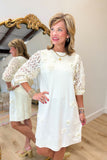 Joh Ariana Dress w Lace & Flowers Cream