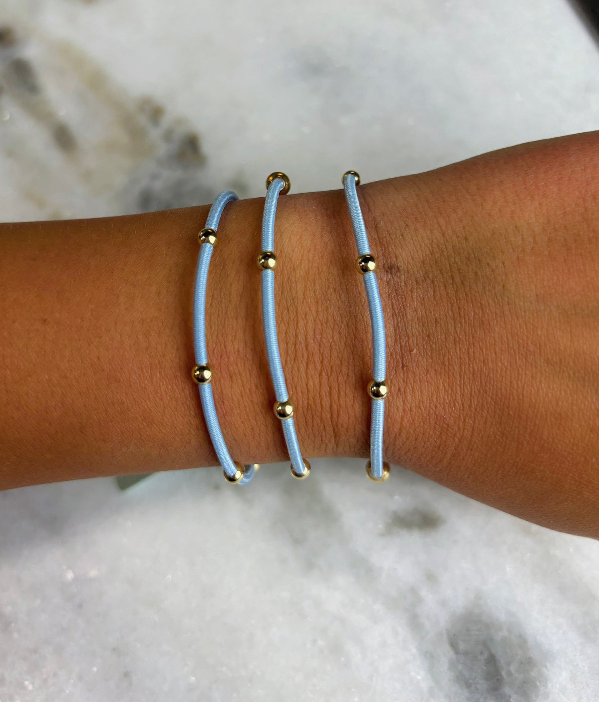 E Newton "e" essentials Bracelet/Ponytail Holder Dusty Blue