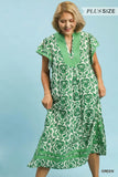 Umgee Abstract Paisley Dress Green