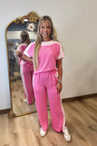 Repeat Ribbed Pant Set Pink