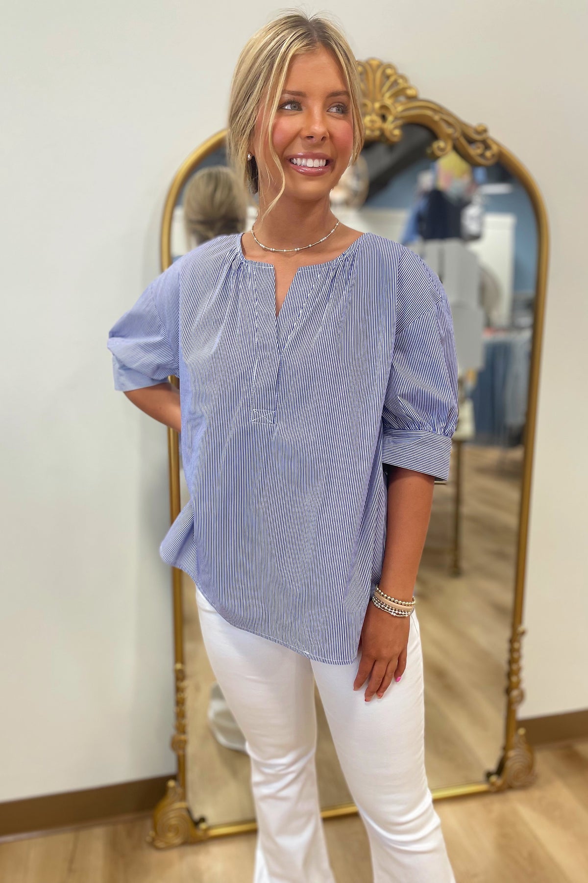 Pinstripe Perfection Top Blue