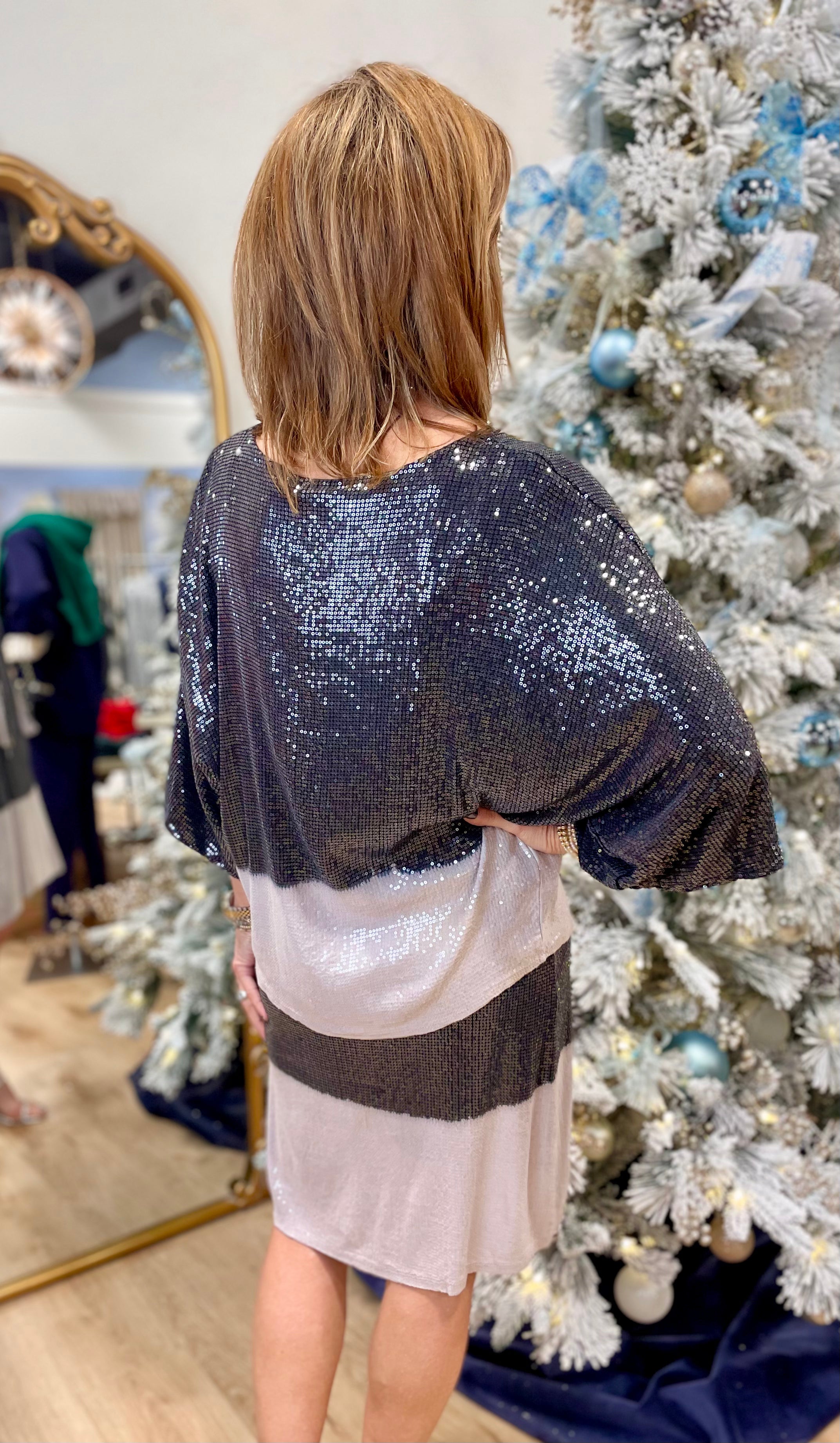 Tempo Paris Frosted Glam Sequin Short Dress Black Tempo Paris Frosted Glam Sequin Short Dress Black