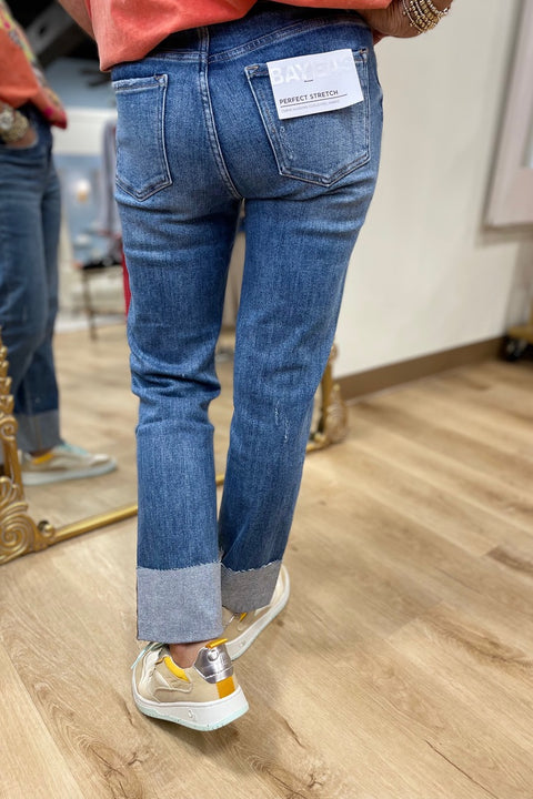 Bayeas Gigi's High Rise Rolled Hem Jean Surf Blue